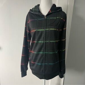 Hurley Black Hoodie with Colorful Stripes
